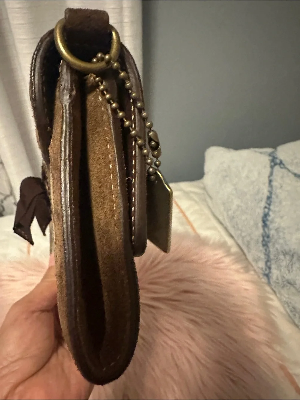 Coach Soho Signature Canvas and Suede Buckle Flap Wallet